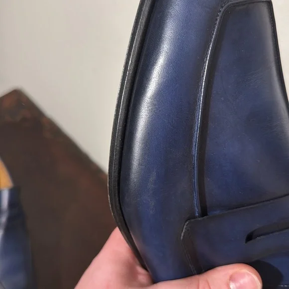 Mezlan Calfskin Penny Loafer in Navy